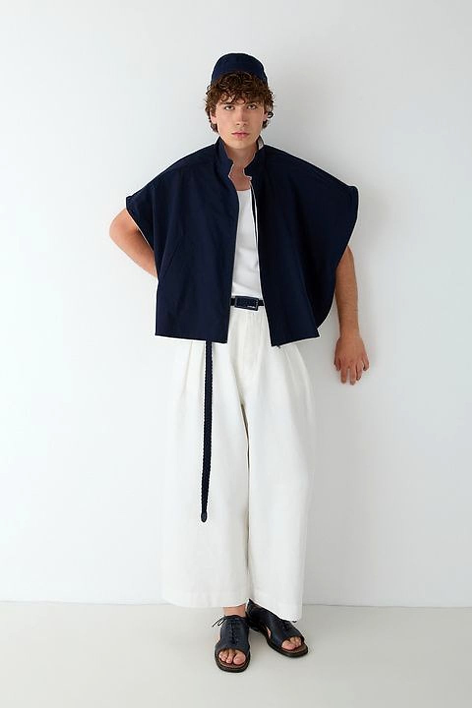 Cape Vest in Navy — YEG Textile