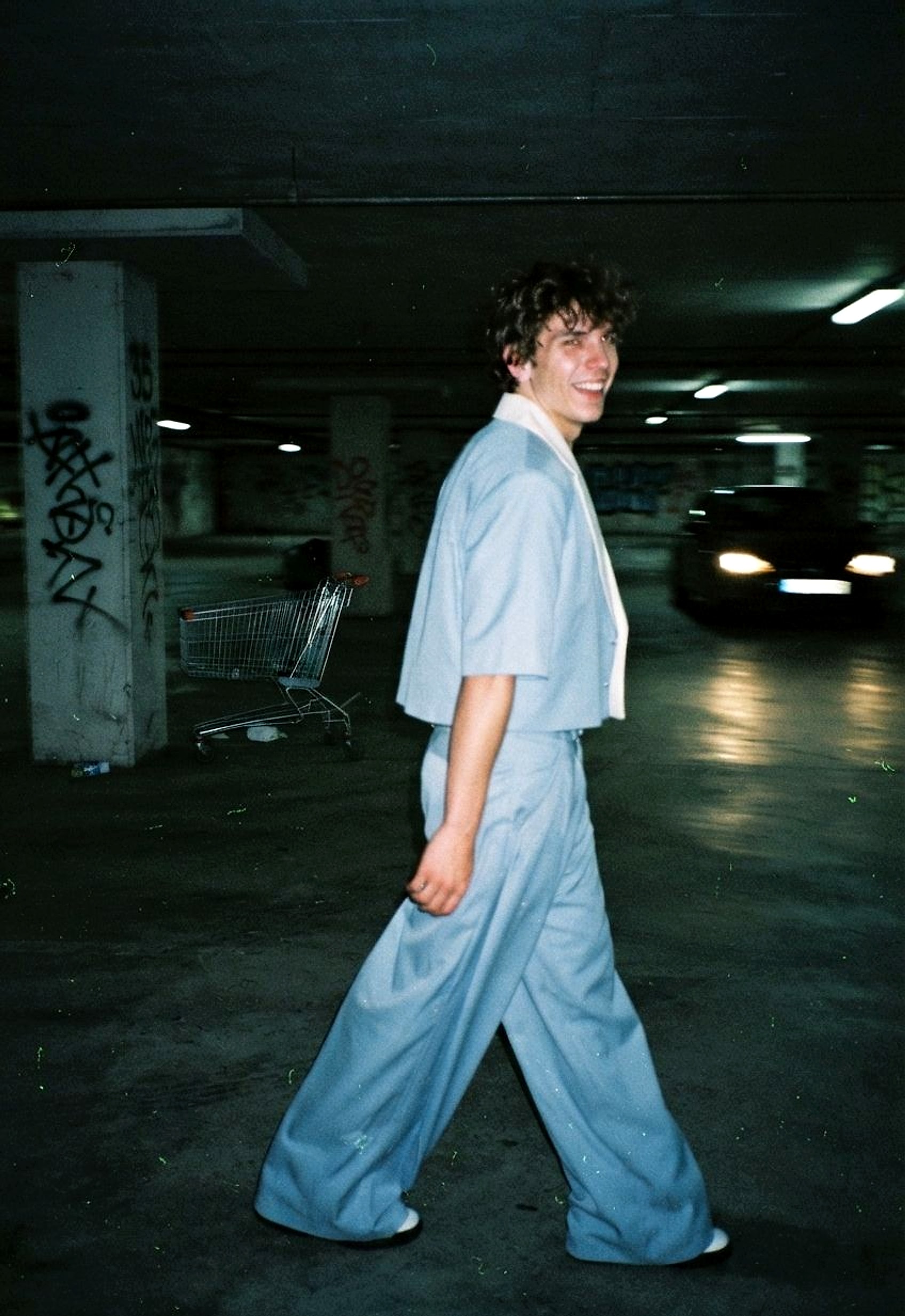 Contrast Collar Jacket in Sky / Ecru — YEG Textile