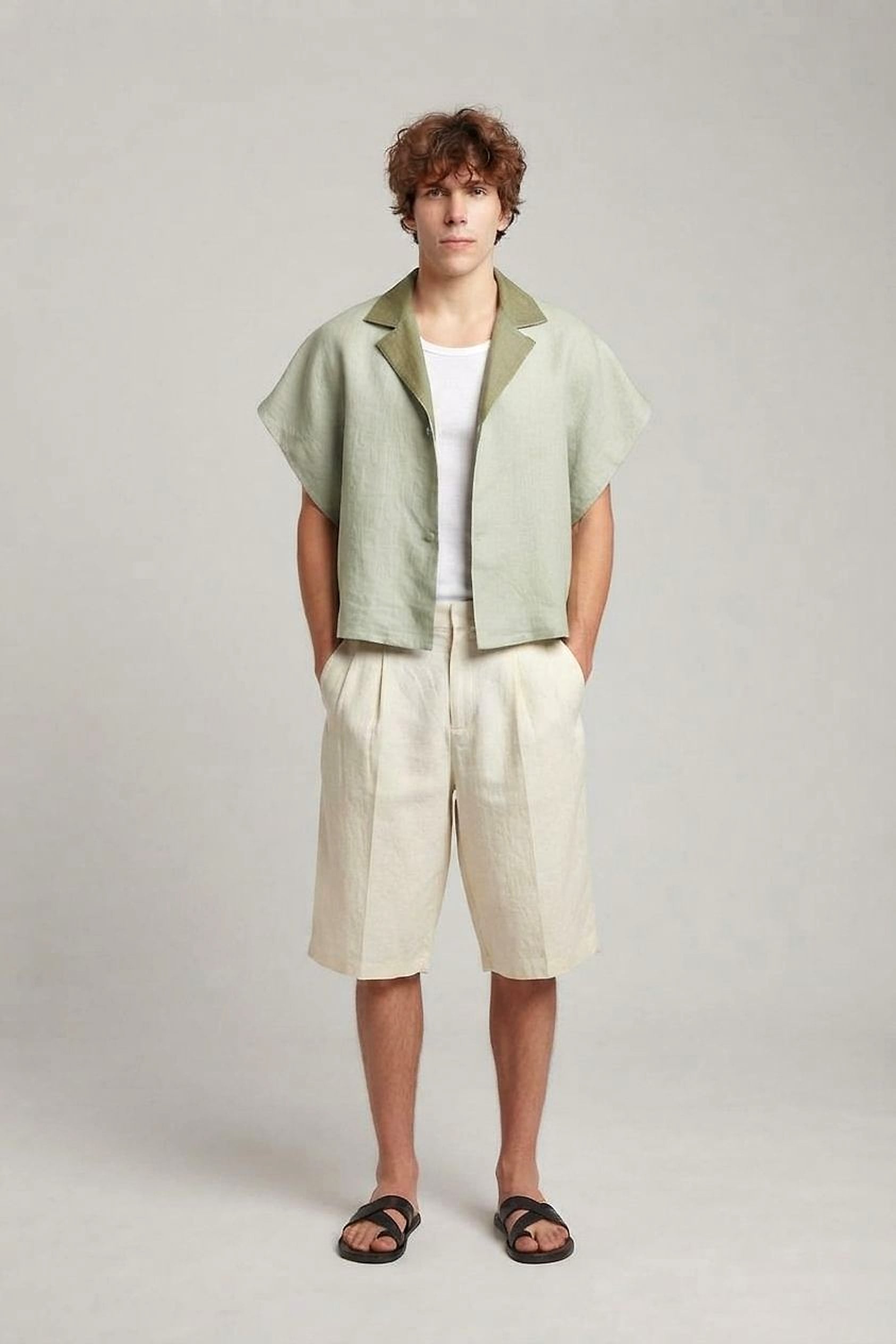 Camp Collar Jacket in Sage — YEG Textile