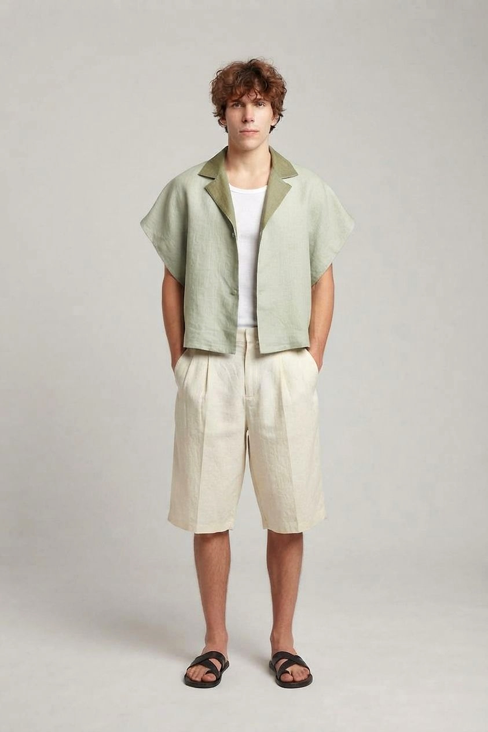 Camp Collar Jacket in Sage — YEG Textile