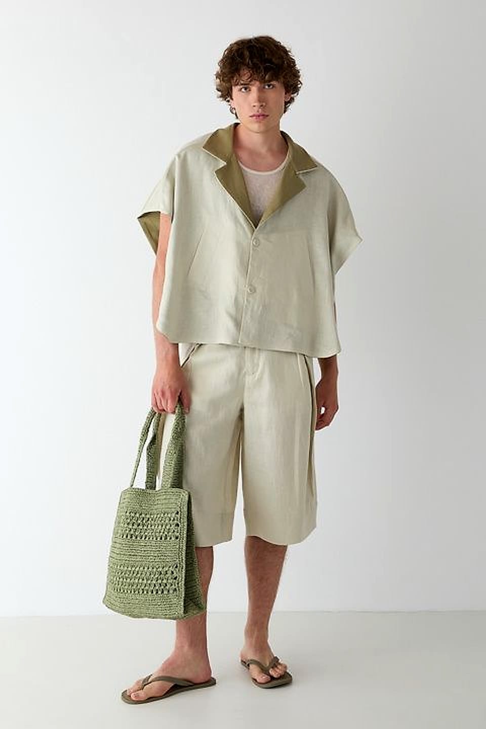 Camp Collar Overshirt in Sand — YEG Textile