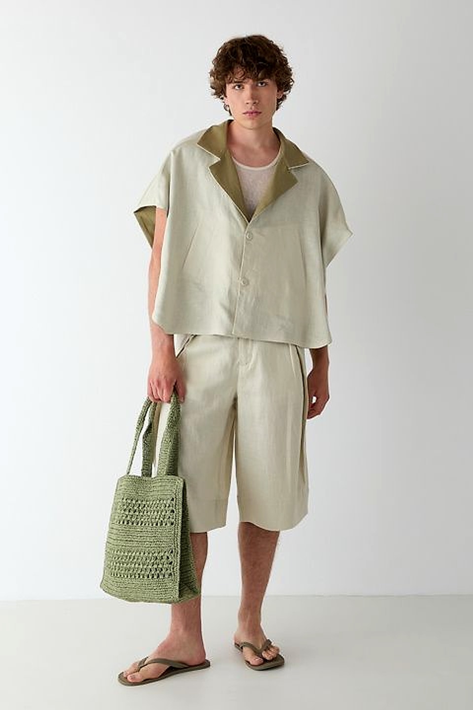 Camp Collar Overshirt in Sand — YEG Textile