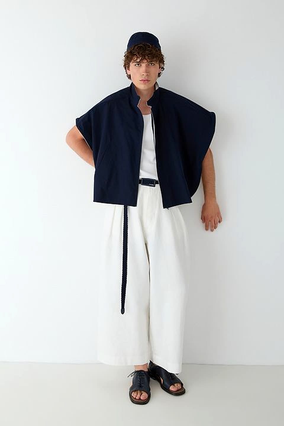 Cape Vest in Navy — YEG Textile