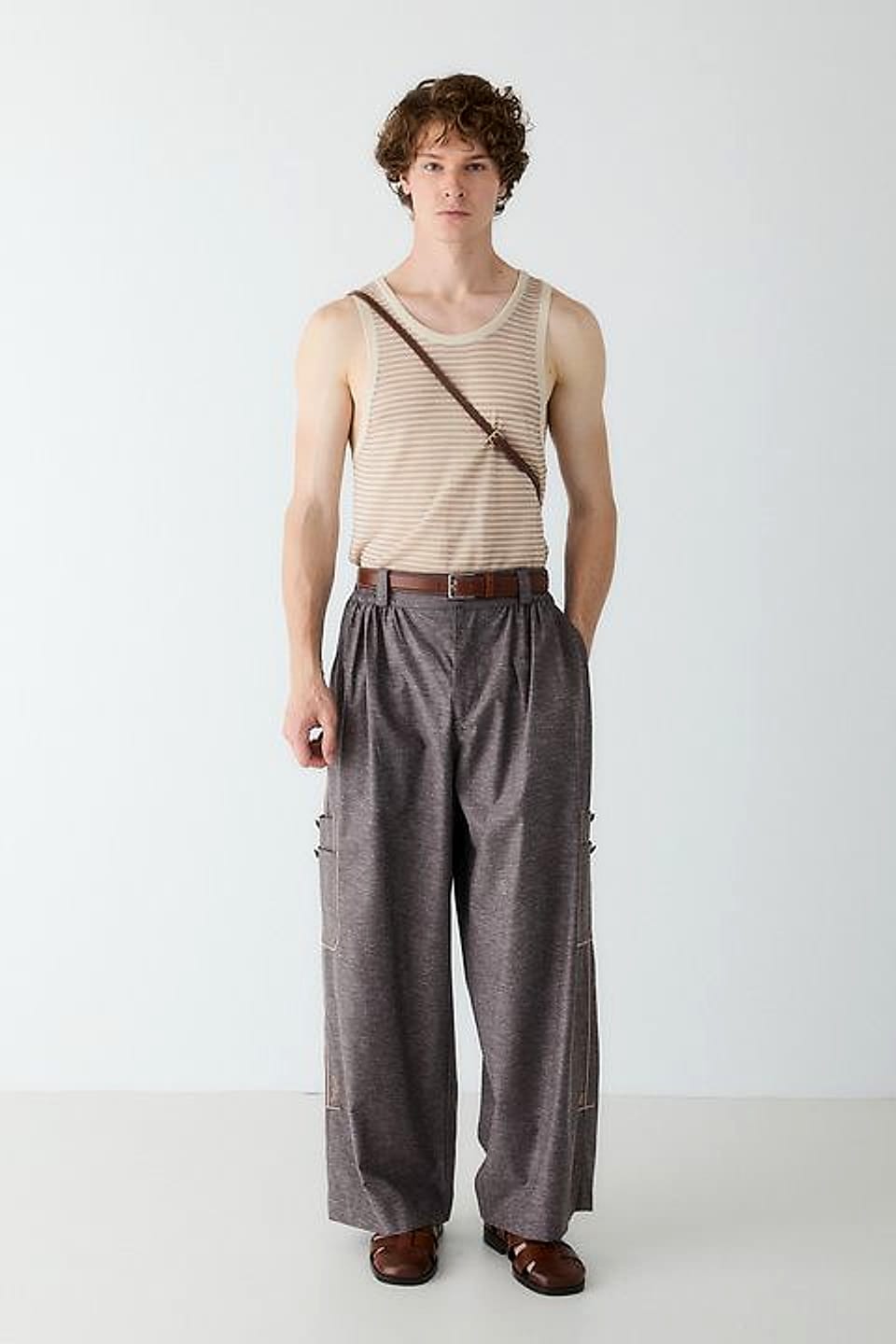 Herringbone Pleated Trouser in Mocha Herringbone — YEG Textile