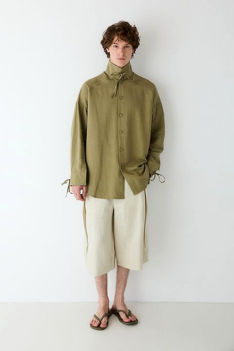 Funnel-Neck Shirt in Olive — YEG Textile