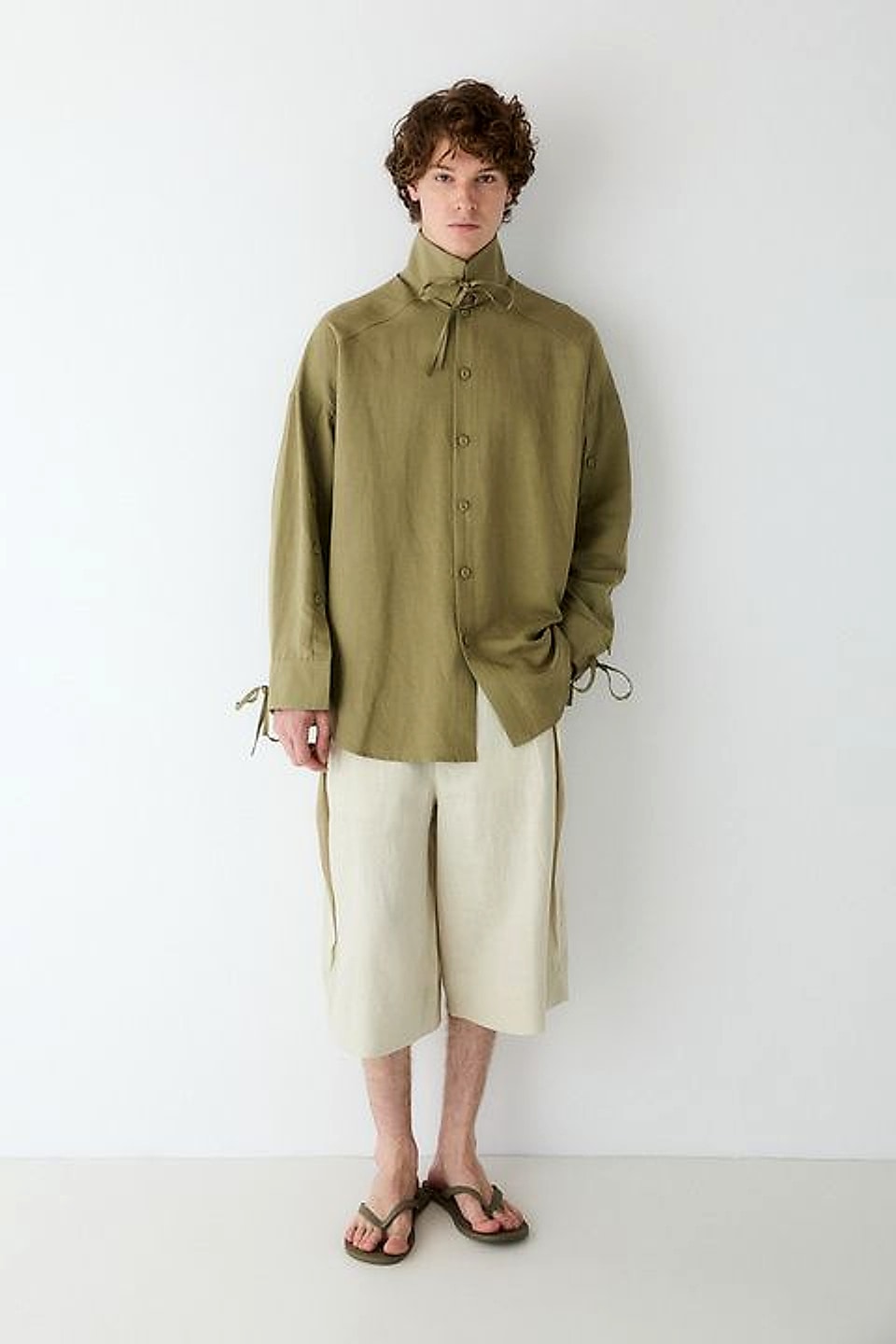 Funnel-Neck Shirt in Olive — YEG Textile